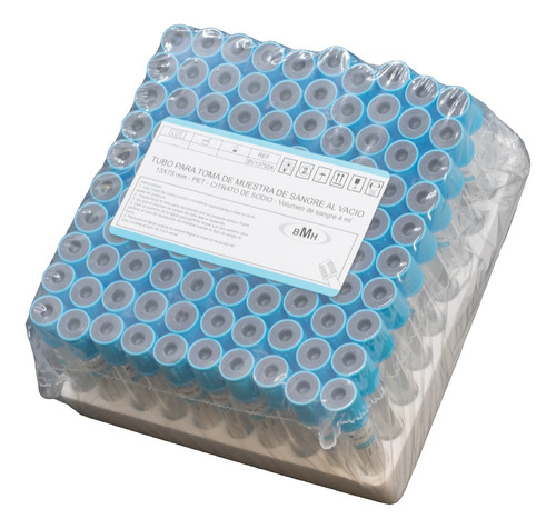 [BV13100A] Tubo Azul 4ml Bmh Tipo Vacutainer Caja 1200 Piezas